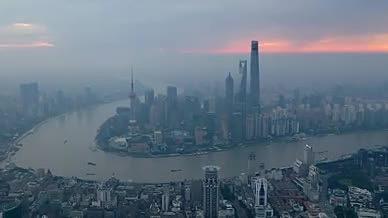 4K上海黄浦江两岸航拍广角延时无人机拍摄视频的预览图